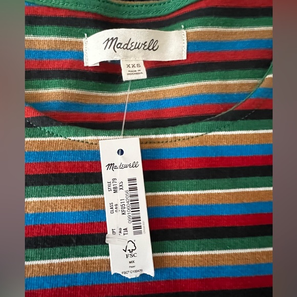 NEW Madewell Luxe Sz XXS Boxy Crop Tee Top In Mathis Stripe - Picture 6 of 6